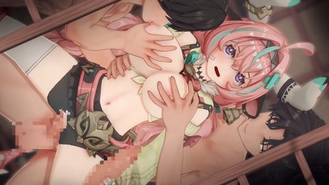 Genshin Impact Varesa viene sorpresa in una folle orgia in un'animazione hentai 3D