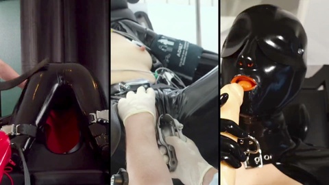 German latex girl gets spanked, fisted, and suspended upside down in bondage