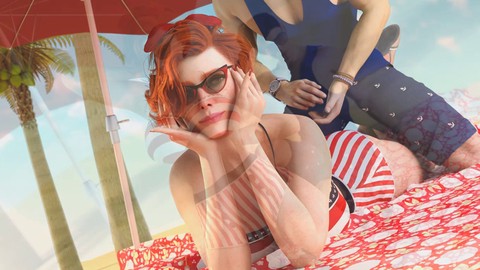 Beach, red head, 3d game