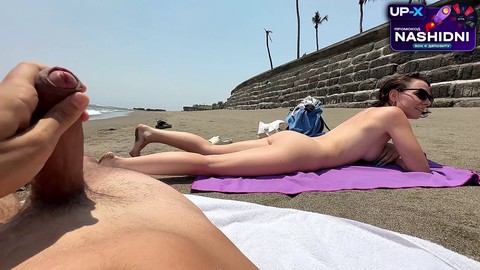 Public beach blowjob followed by passionate hotel room sex ending with a creampie