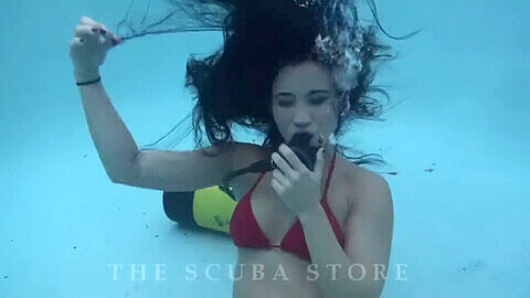 Scuba, underwater drowning fetish, scuba girl